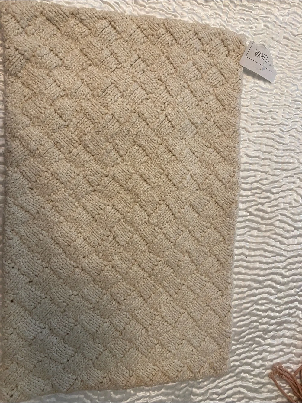 Cream Textured Basketweave Accent Pillow Cover
